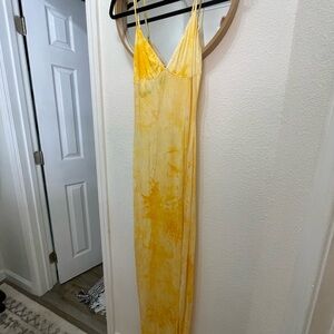 NWT Fashion Nova White and Gold Tie Dye Maxi Dress